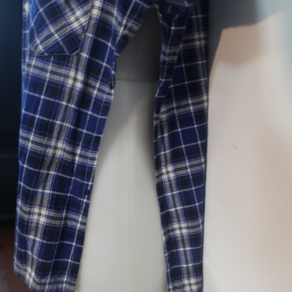 Womens R13 (Item- 89) Blue Black White Vented Side Seams Flannel Plaid M - Picture 6 of 10